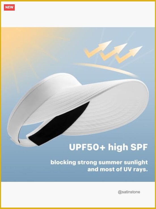 Wide Brim Sun Visor Hat UPF50+ UV Protection Adjustable Visor for Women Golf